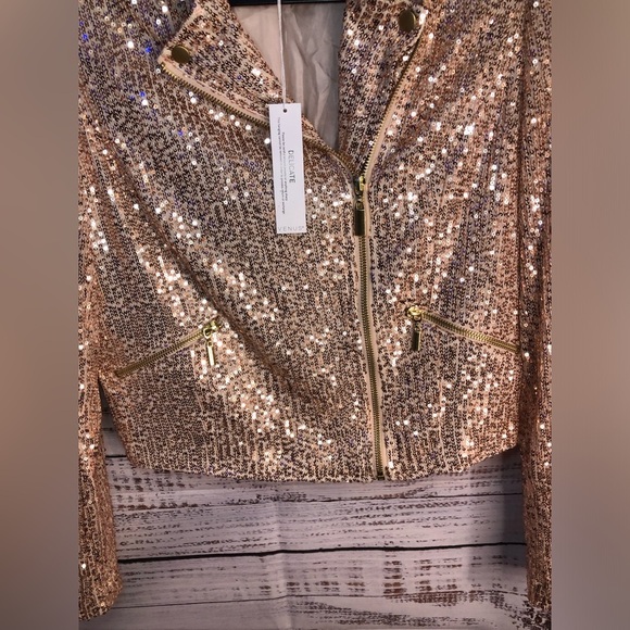 Sequin All Over Pink Crop Blazer - Picture 5 of 16